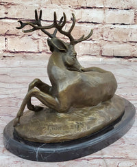 Trophy Bronze Antelope Buck Sculpture Marble Base Hotcast