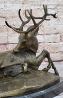Trophy Bronze Antelope Buck Sculpture Marble Base Hotcast