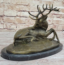 Trophy Bronze Antelope Buck Sculpture Marble Base Hotcast