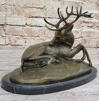 Trophy Bronze Antelope Buck Sculpture Marble Base Hotcast