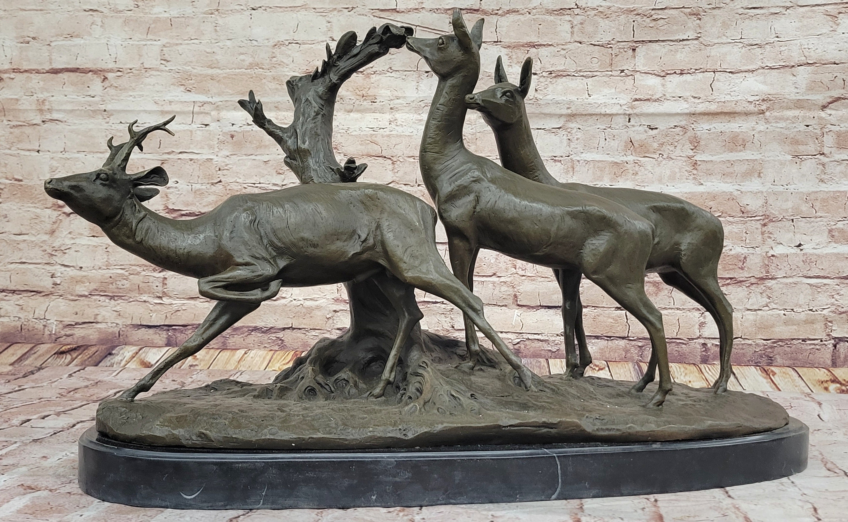 M. Fiot Deer in the Forest – Bronze Wildlife Sculpture