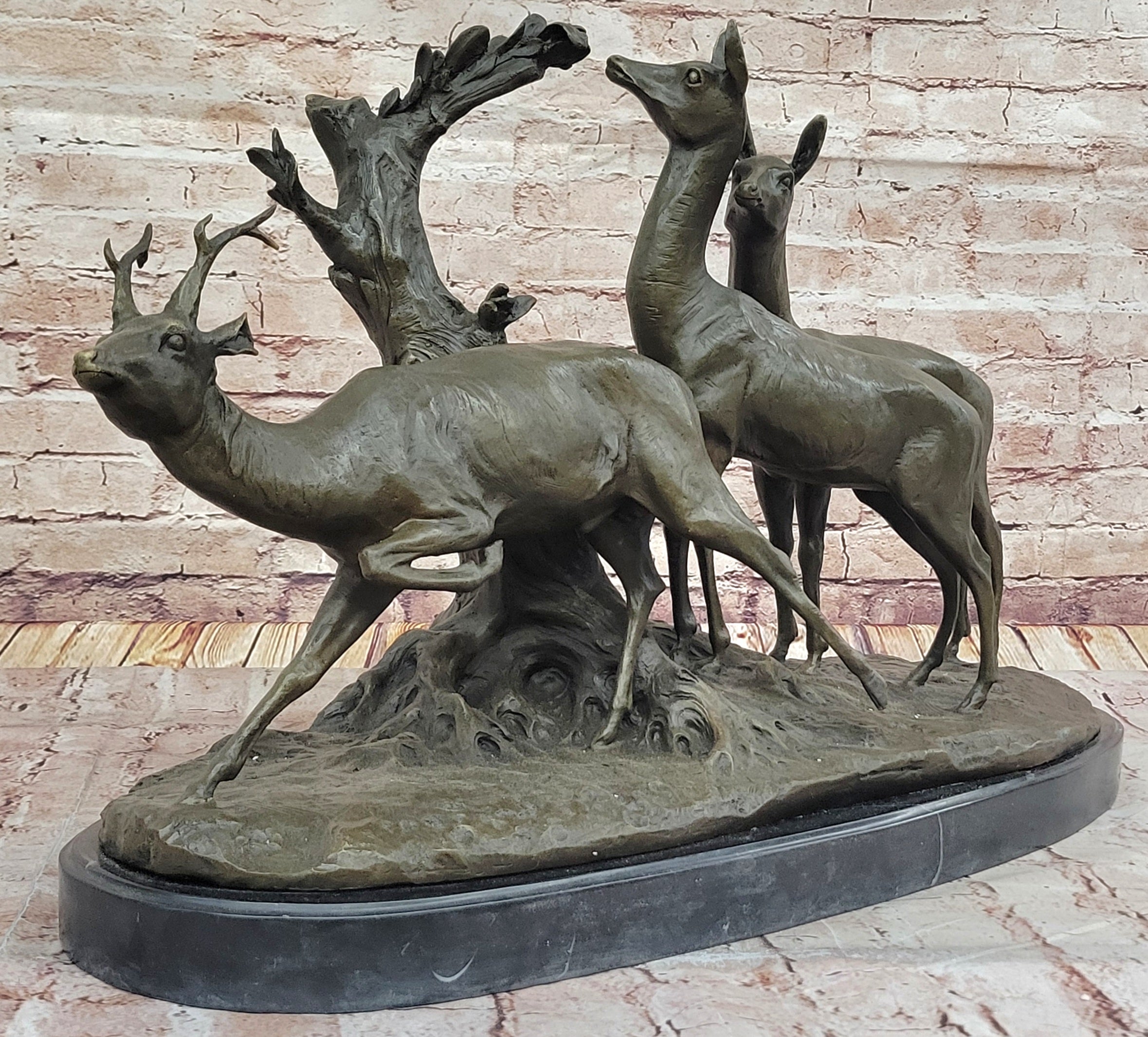 M. Fiot Deer in the Forest – Bronze Wildlife Sculpture