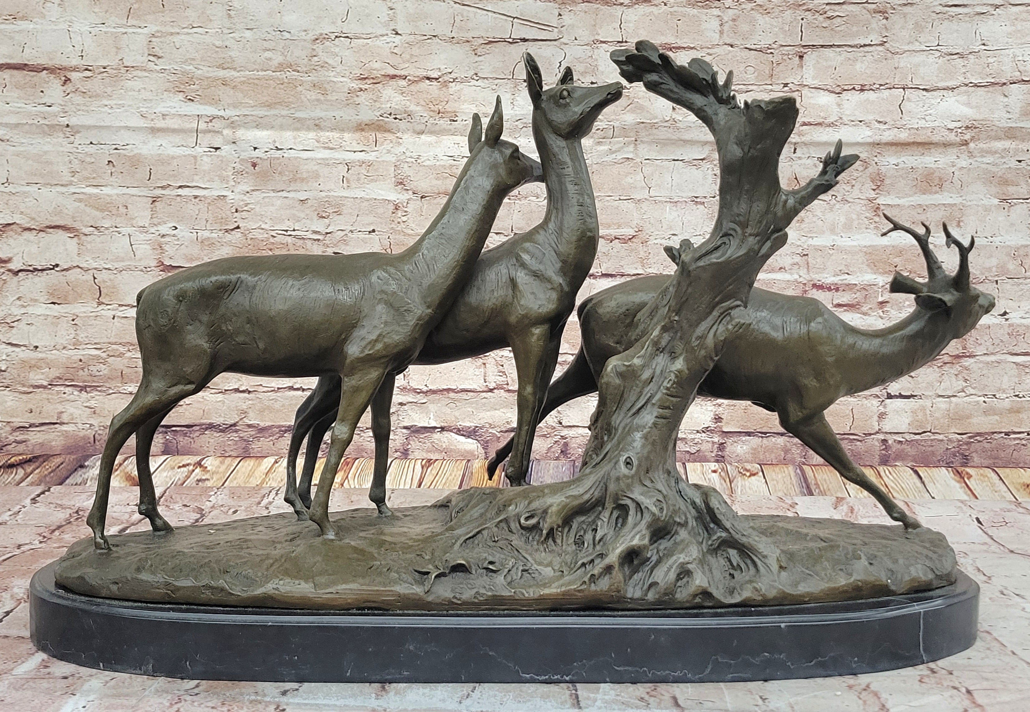 M. Fiot Deer in the Forest – Bronze Wildlife Sculpture