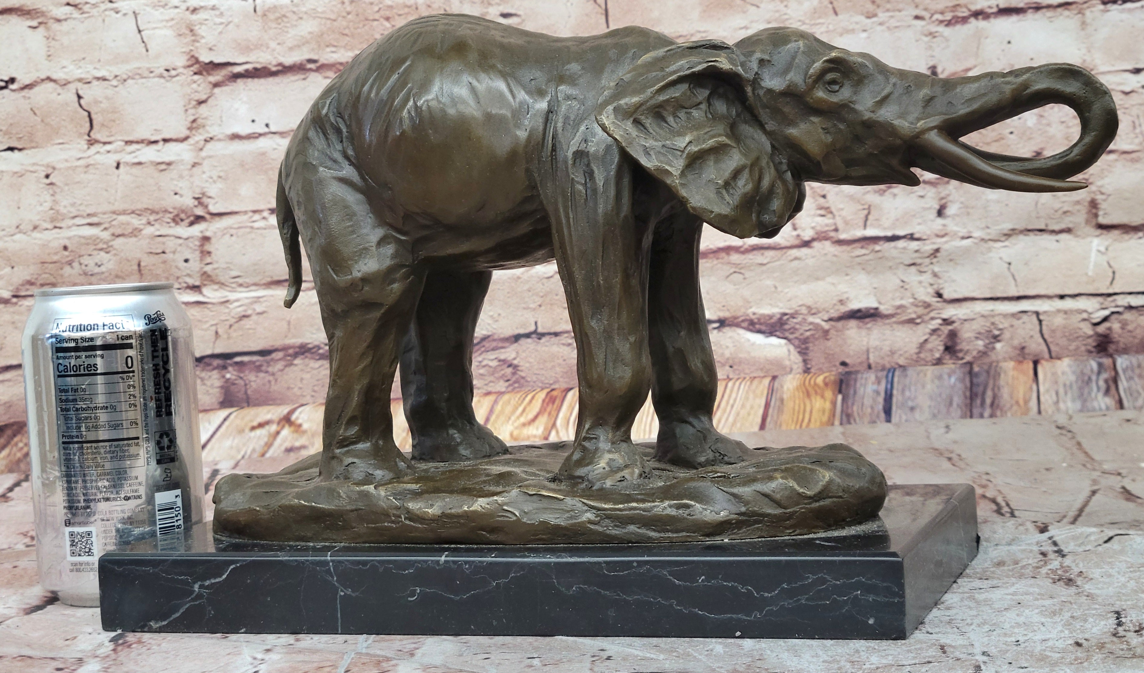 Milo Elephant Bronze Sculpture on Marble Base
