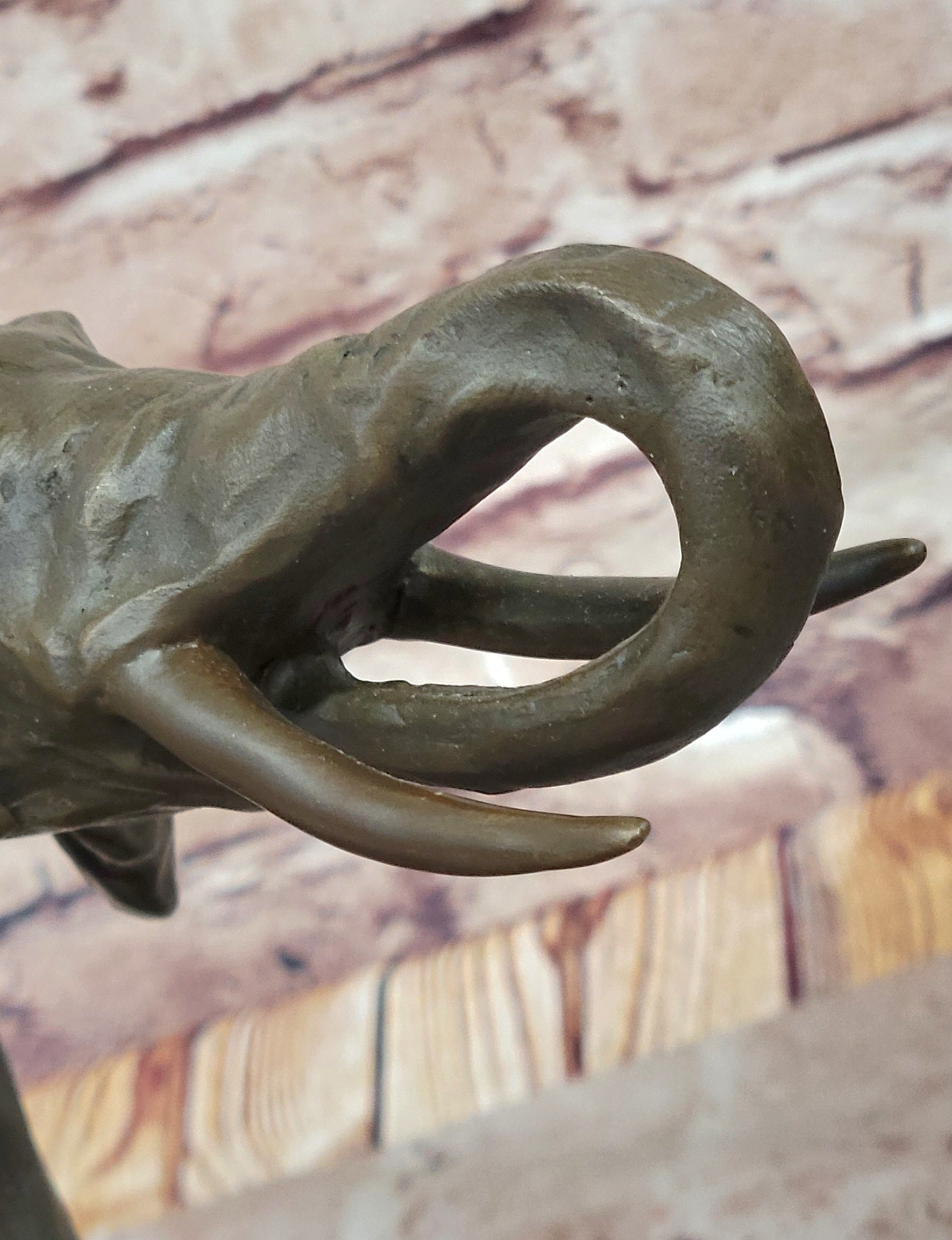 Milo Elephant Bronze Sculpture on Marble Base