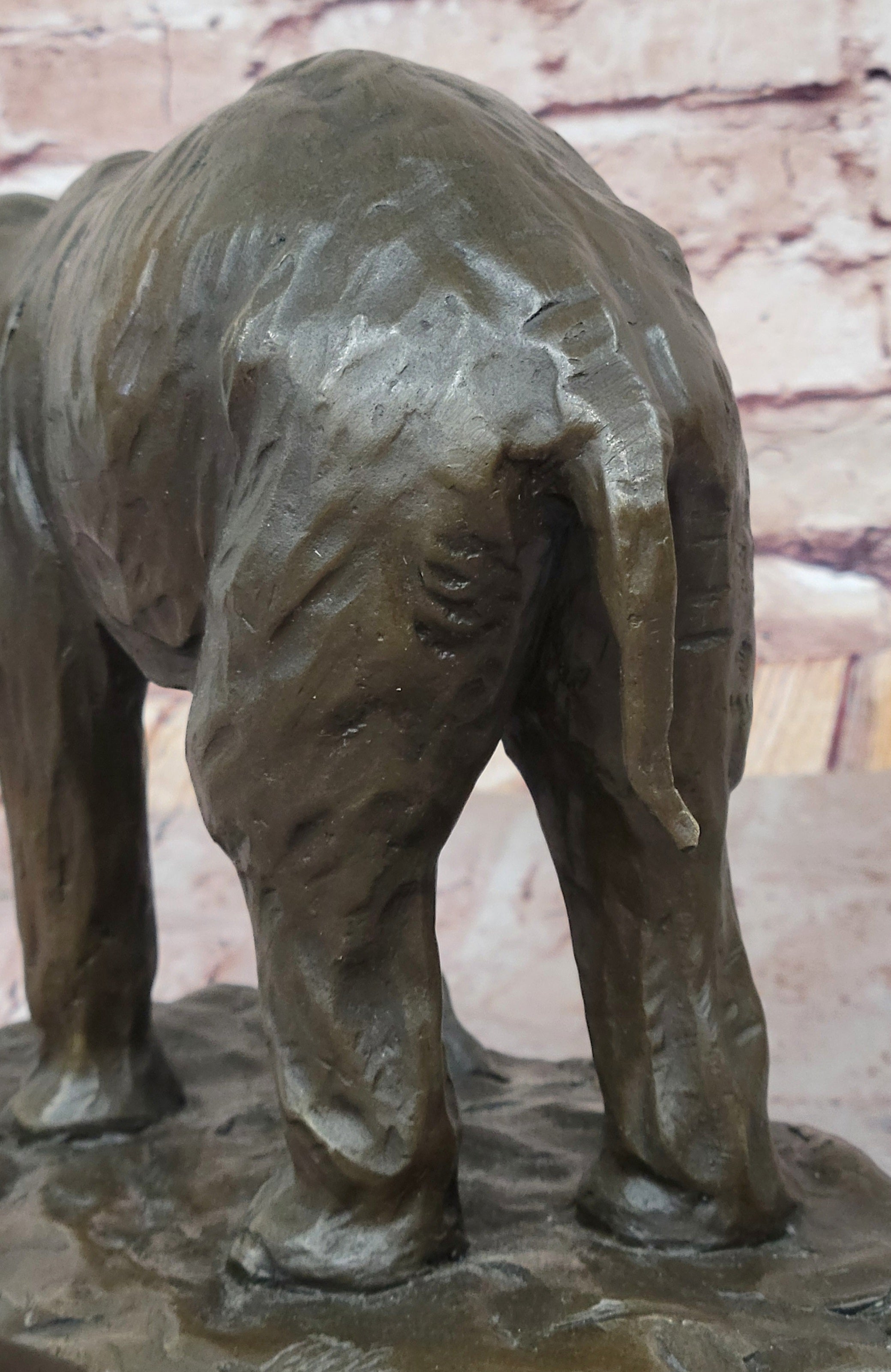 Milo Elephant Bronze Sculpture on Marble Base