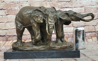 Bronze Elephant Pair Sculpture by Milo on Marble Base