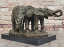 Bronze Elephant Pair Sculpture by Milo on Marble Base