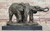 Bronze Elephant Pair Sculpture by Milo on Marble Base