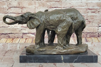 Bronze Elephant Pair Sculpture by Milo on Marble Base