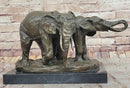 Bronze Elephant Pair Sculpture by Milo on Marble Base