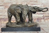 Bronze Elephant Pair Sculpture by Milo on Marble Base