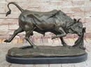 Bronze Bull Sculpture by Comeolera – Charging Bull on Oval Base