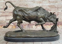Bronze Bull Sculpture by Comeolera – Charging Bull on Oval Base
