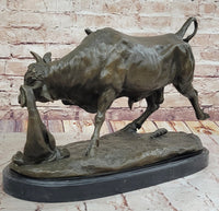 Bronze Bull Sculpture by Comeolera – Charging Bull on Oval Base