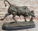 Bronze Bull Sculpture by Comeolera – Charging Bull on Oval Base