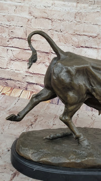 Bronze Bull Sculpture by Comeolera – Charging Bull on Oval Base
