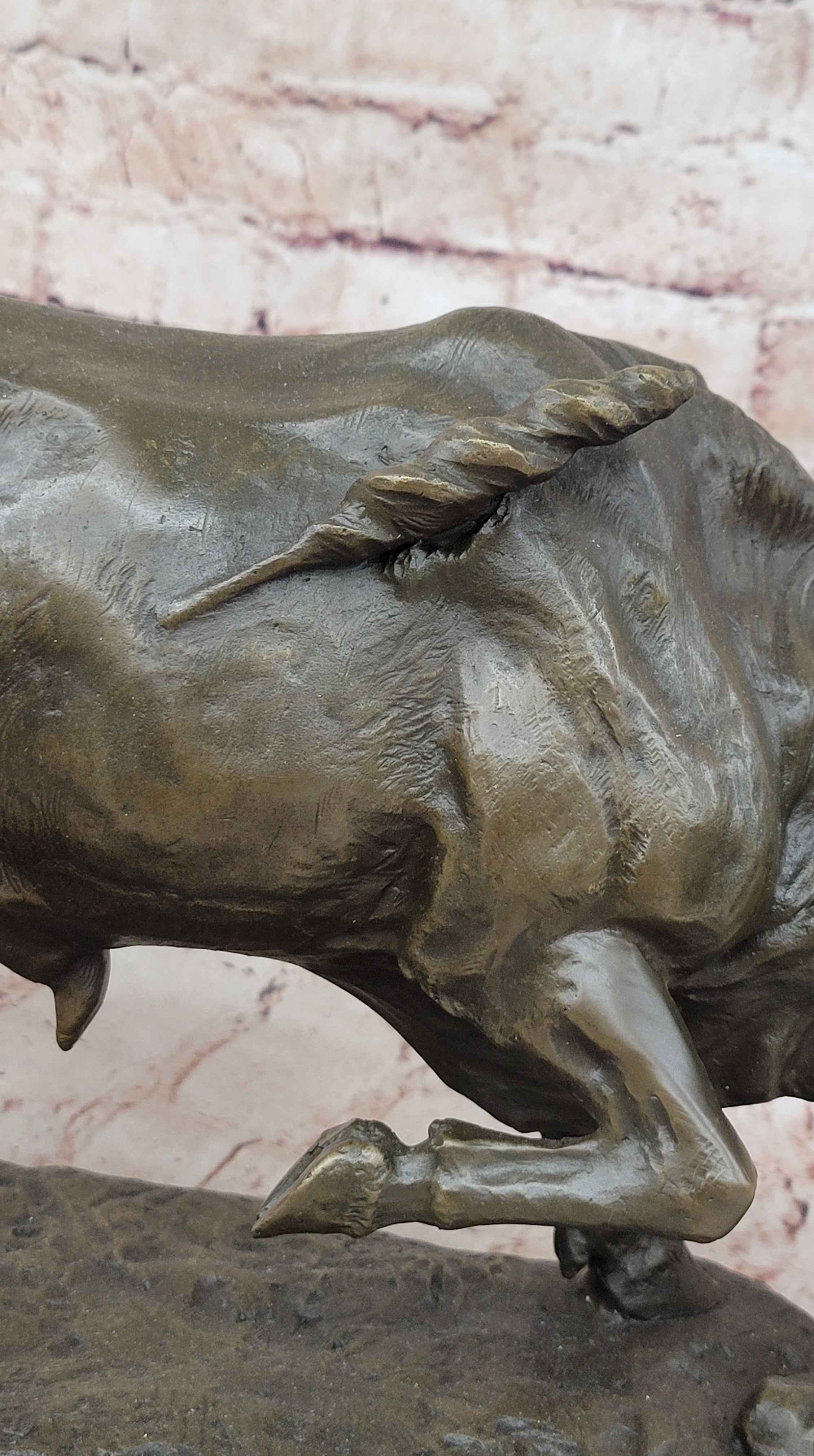 Bronze Bull Sculpture by Comeolera – Charging Bull on Oval Base