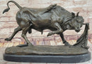 Bronze Bull Sculpture by Comeolera – Charging Bull on Oval Base