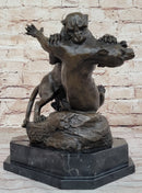 Dueling Cougar Puma Mountain Lions Bronze Sculpture by Gardet
