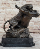 Dueling Cougar Puma Mountain Lions Bronze Sculpture by Gardet