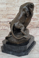 Dueling Cougar Puma Mountain Lions Bronze Sculpture by Gardet