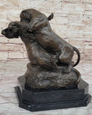 Dueling Cougar Puma Mountain Lions Bronze Sculpture by Gardet