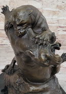 Dueling Cougar Puma Mountain Lions Bronze Sculpture by Gardet