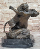 Dueling Cougar Puma Mountain Lions Bronze Sculpture by Gardet