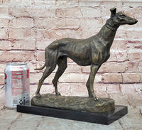 Greyhound Dog Bronze Sculpture on Marble Base by Fremiet