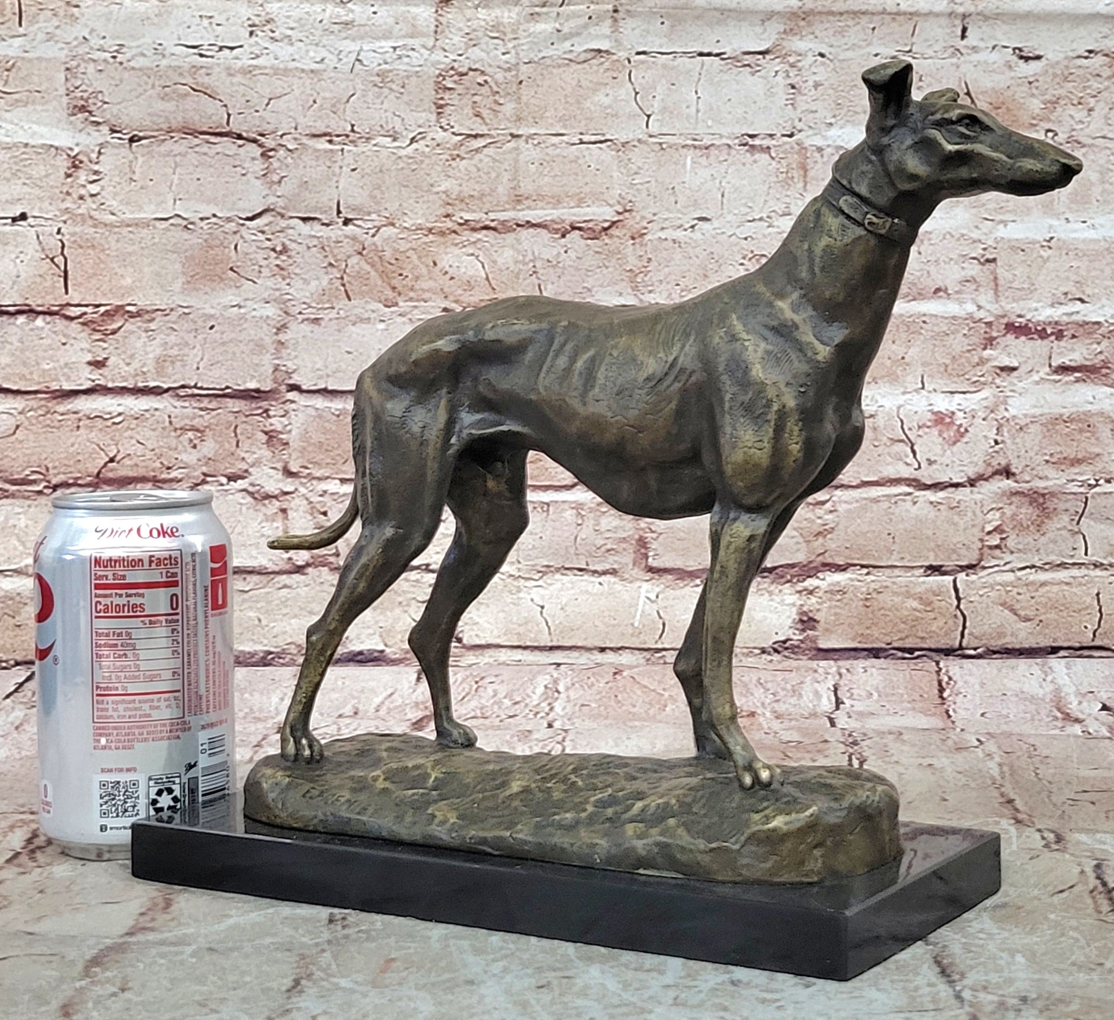 Greyhound Dog Bronze Sculpture on Marble Base by Fremiet