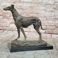Greyhound Dog Bronze Sculpture on Marble Base by Fremiet