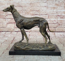 Greyhound Dog Bronze Sculpture on Marble Base by Fremiet