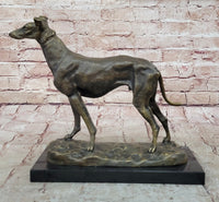 Greyhound Dog Bronze Sculpture on Marble Base by Fremiet