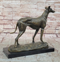 Greyhound Dog Bronze Sculpture on Marble Base by Fremiet