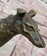 Greyhound Dog Bronze Sculpture on Marble Base by Fremiet