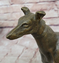Greyhound Dog Bronze Sculpture on Marble Base by Fremiet