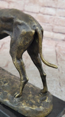 Greyhound Dog Bronze Sculpture on Marble Base by Fremiet