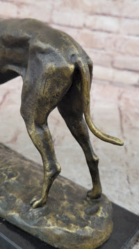Greyhound Dog Bronze Sculpture on Marble Base by Fremiet