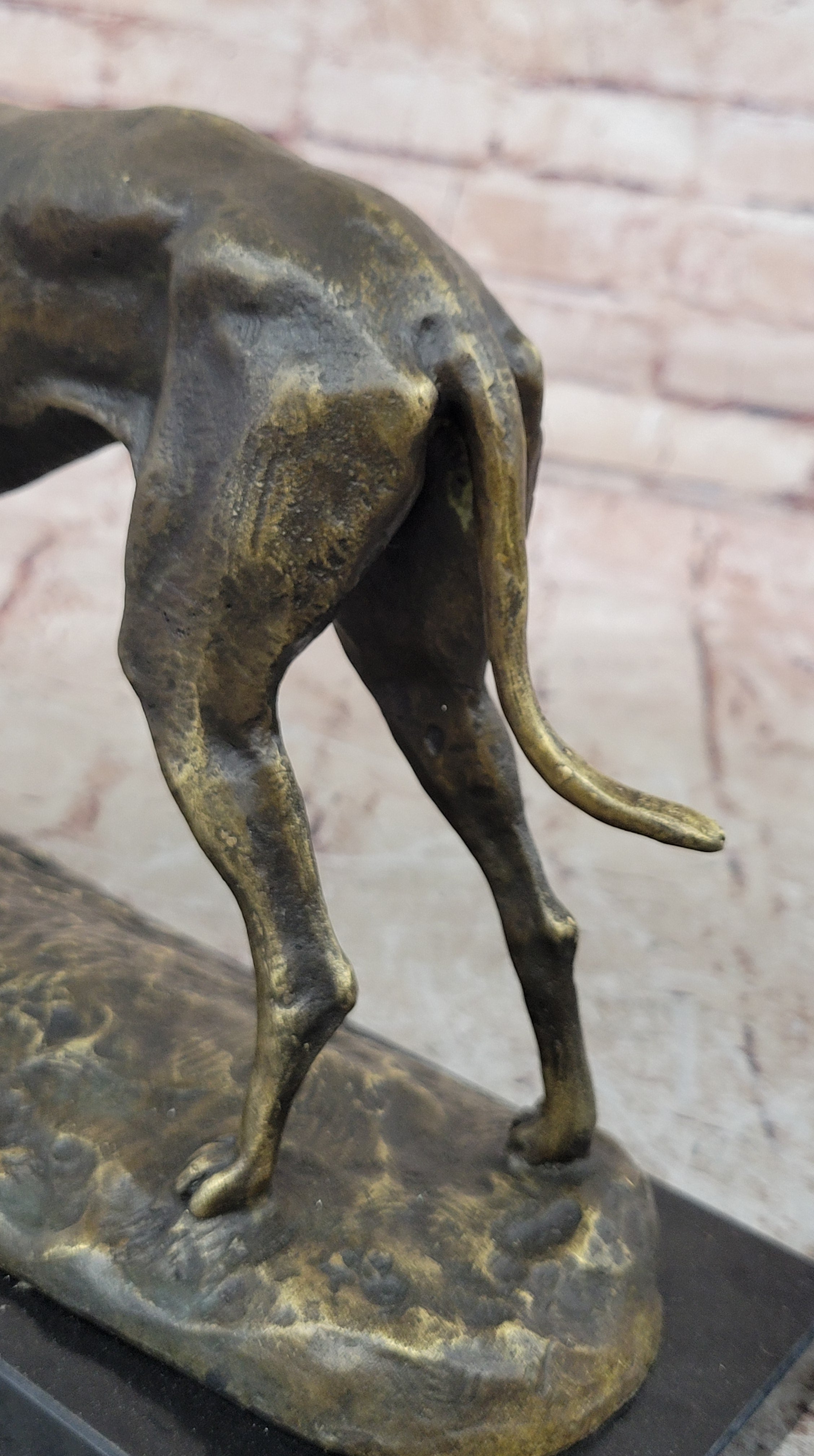 Greyhound Dog Bronze Sculpture on Marble Base by Fremiet