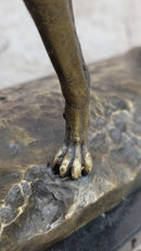 Greyhound Dog Bronze Sculpture on Marble Base by Fremiet
