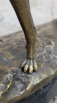 Greyhound Dog Bronze Sculpture on Marble Base by Fremiet