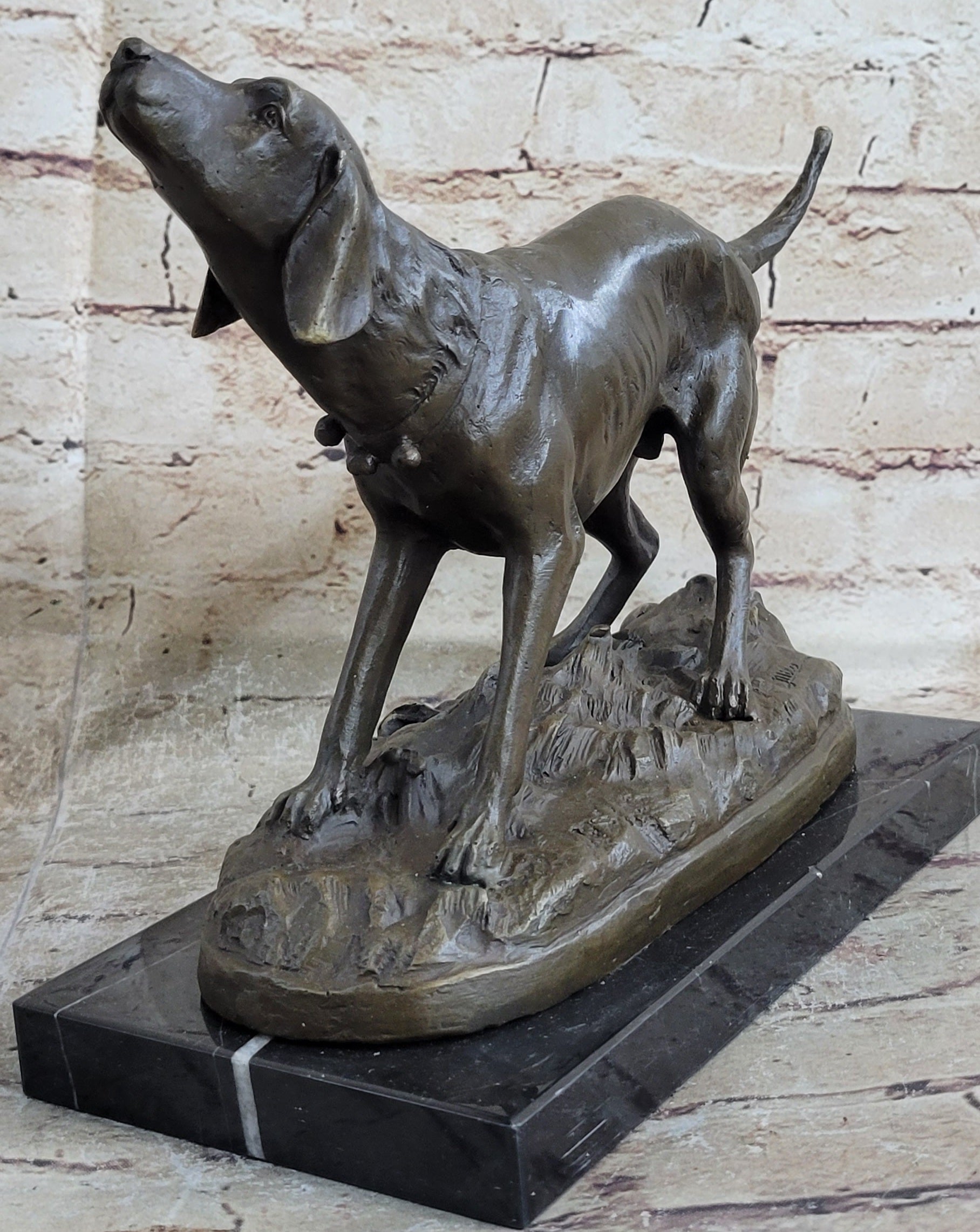 Hunting Dog Wolfhound Bronze Marble Bookend Sculpture