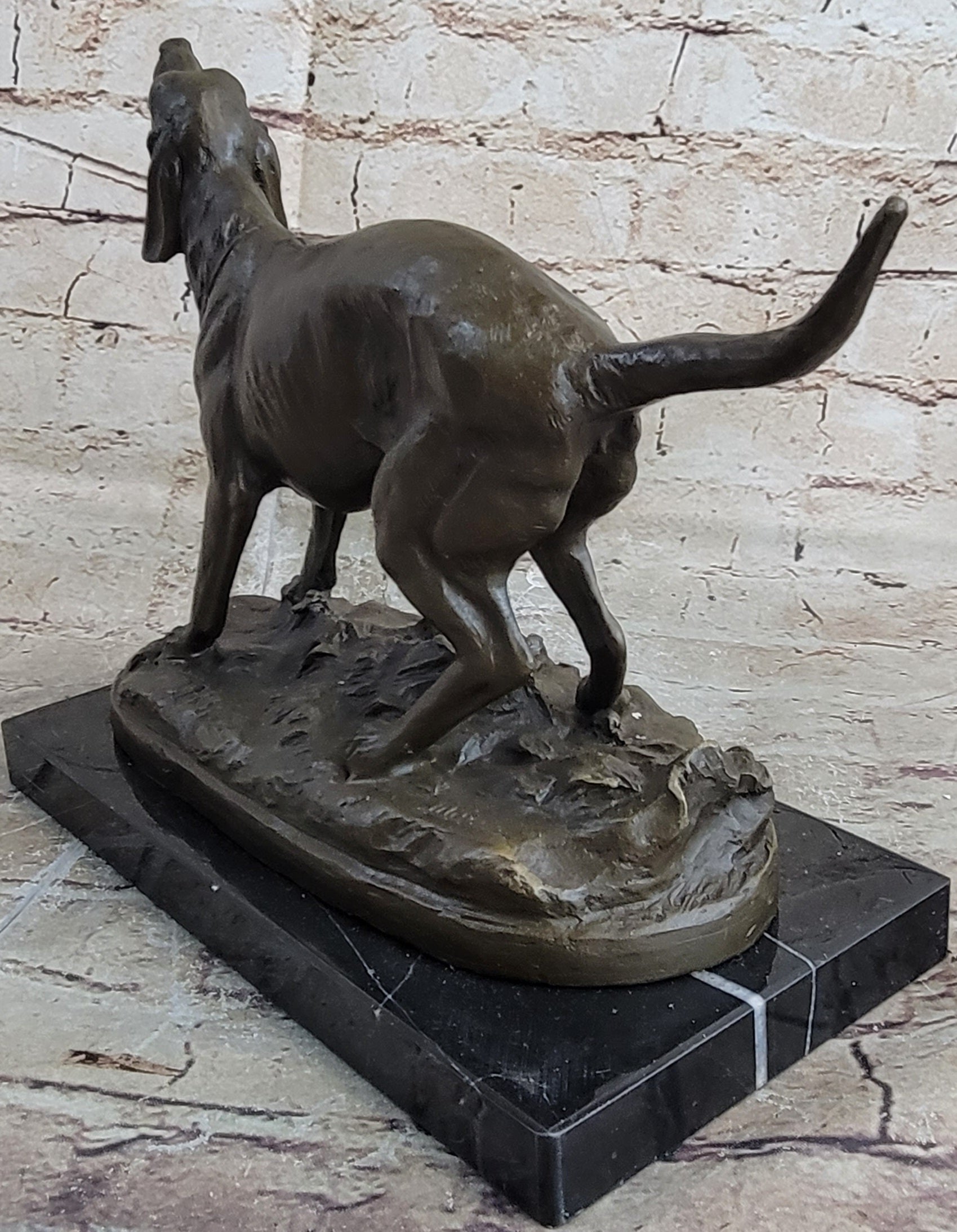 Hunting Dog Wolfhound Bronze Marble Bookend Sculpture