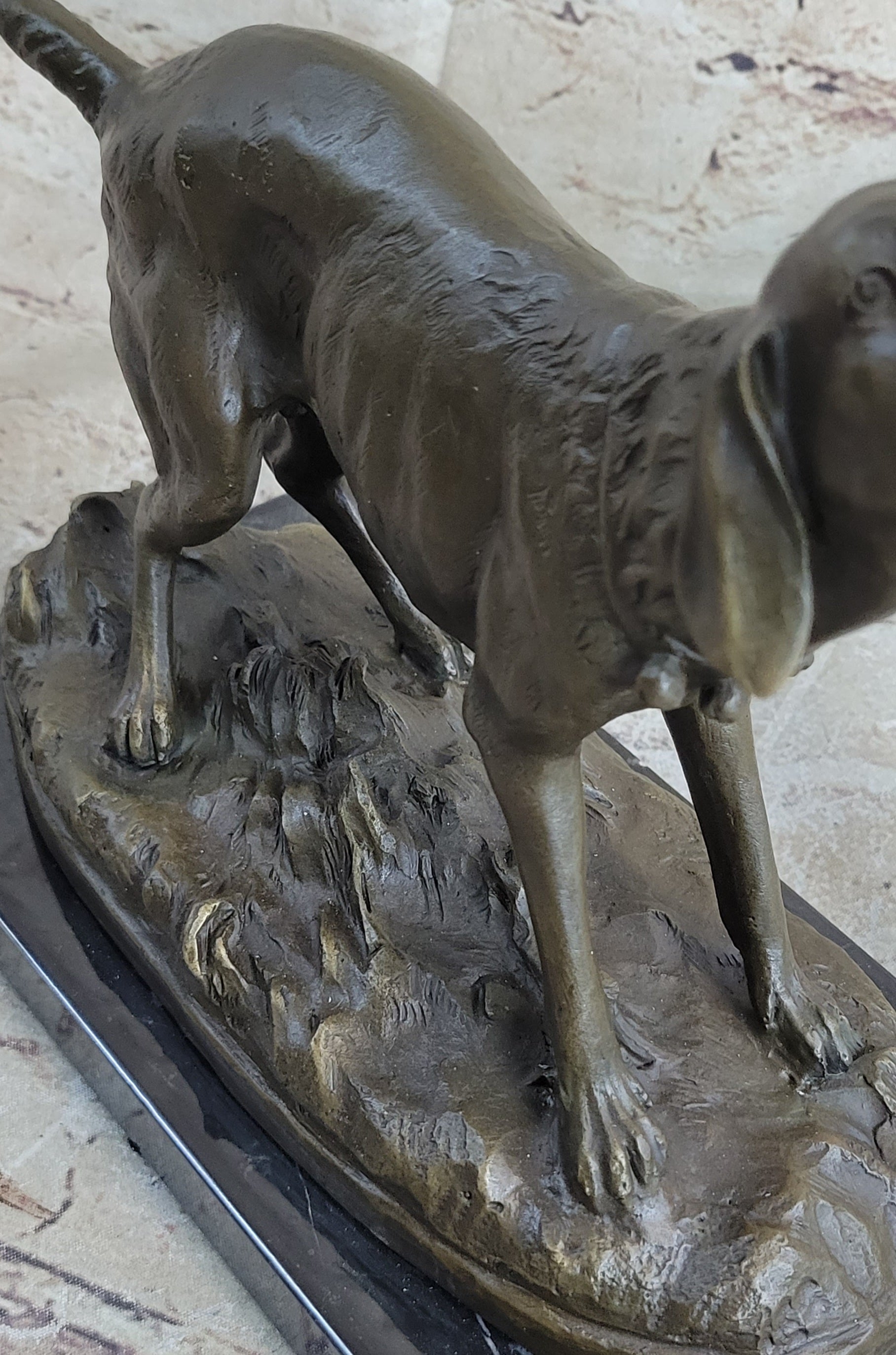 Hunting Dog Wolfhound Bronze Marble Bookend Sculpture