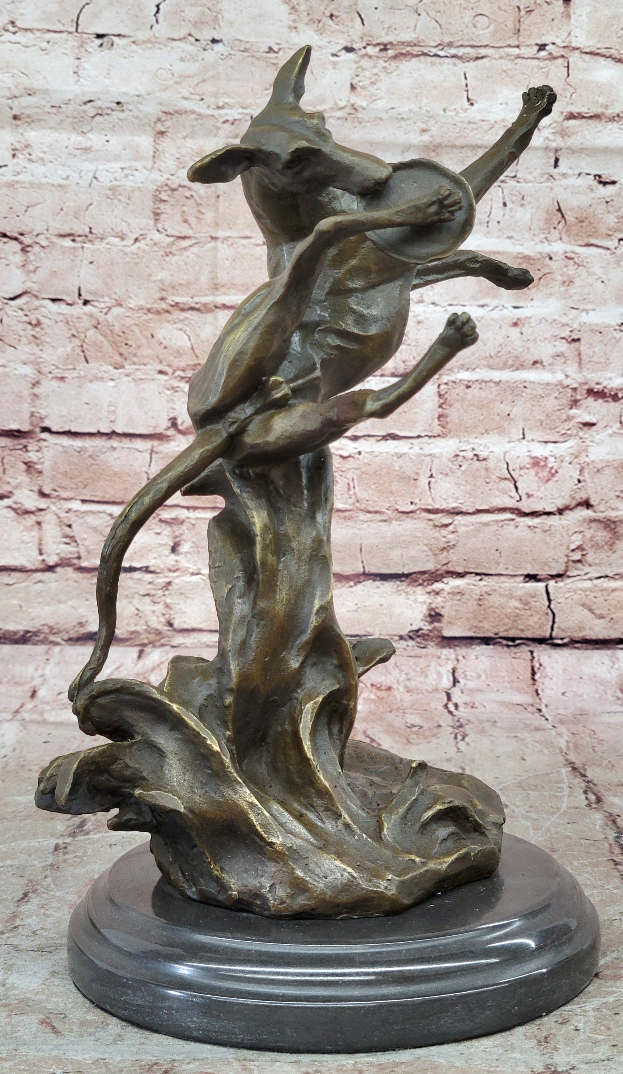 Puppy Dog Catching Frisbee Bronze Sculpture by Milo