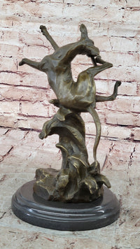 Puppy Dog Catching Frisbee Bronze Sculpture by Milo