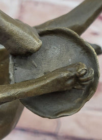Puppy Dog Catching Frisbee Bronze Sculpture by Milo