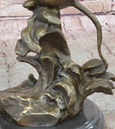 Puppy Dog Catching Frisbee Bronze Sculpture by Milo