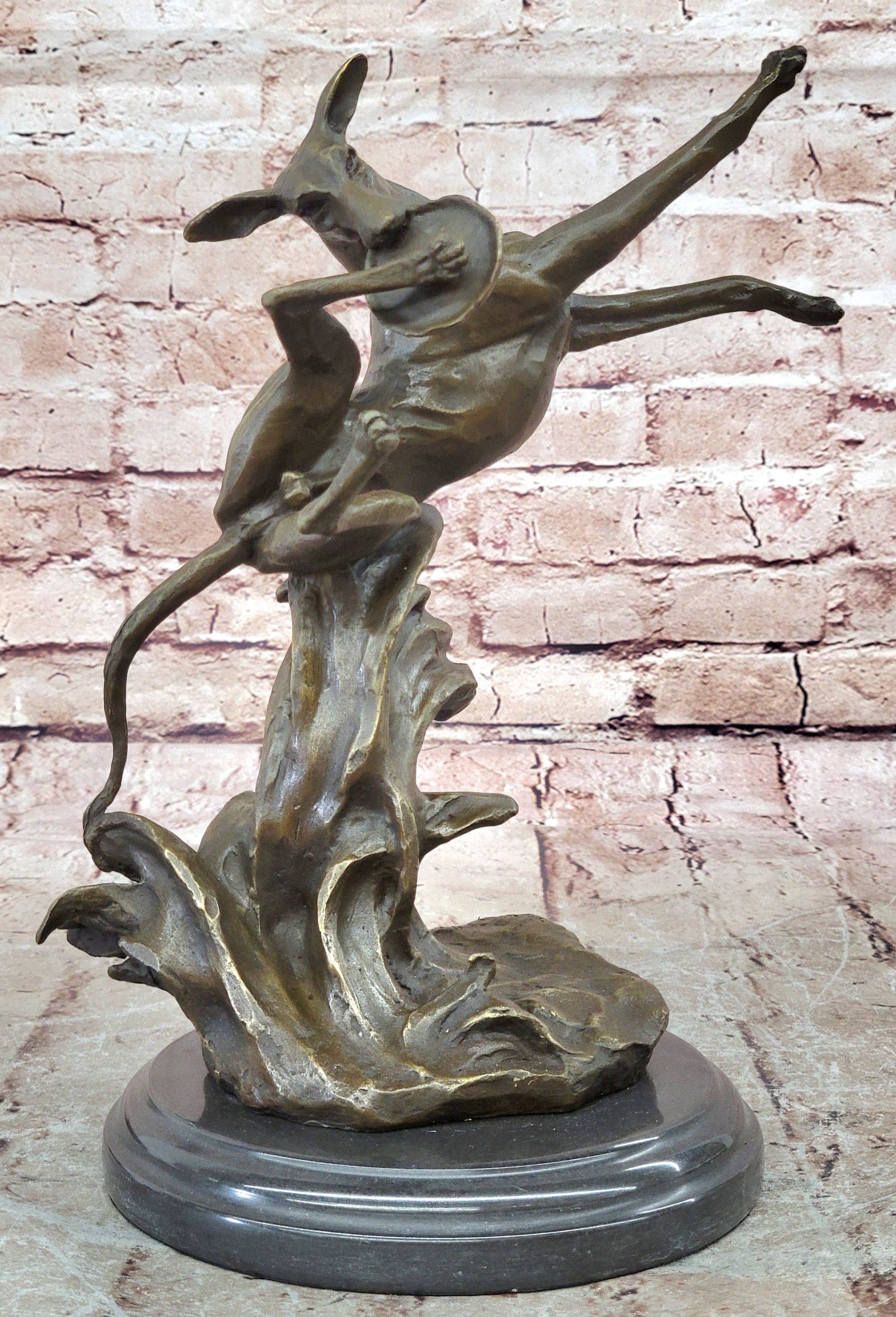 Puppy Dog Catching Frisbee Bronze Sculpture by Milo